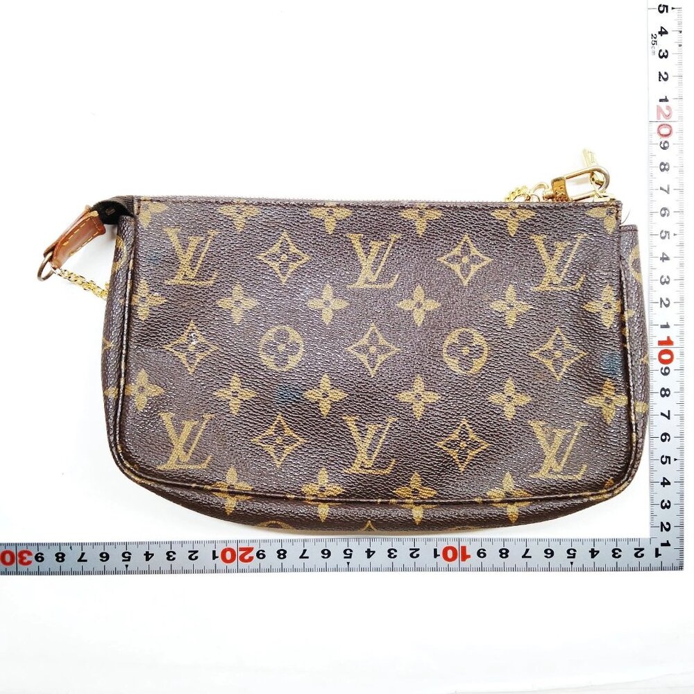 Louis Vuitton Pochette Accessoires Monogram Chain Bag/Authentic LV Shoulder Bag - Picture 3 of 10